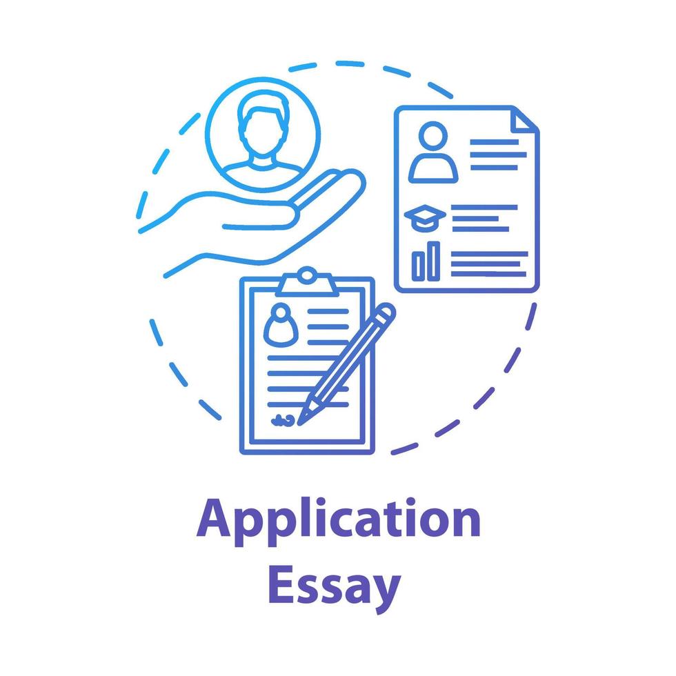 Application essay concept icon. Personal statement. Summary and curriculum vitae. Individual characteristics idea thin line illustration. Vector isolated outline drawing