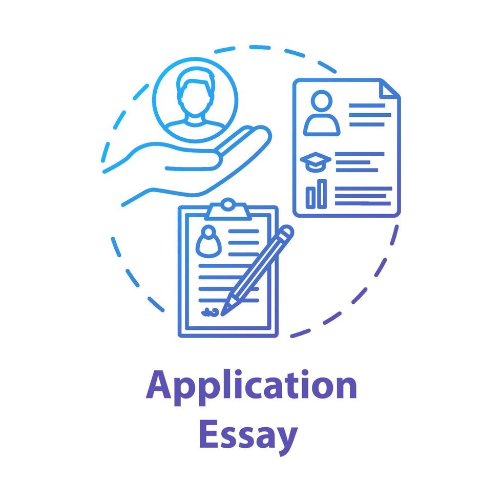 icono del concepto de ensayo de aplicación. declaración personal. resumen y curriculum vitae. características individuales idea ilustración de línea fina. dibujo de contorno aislado vectorial vector