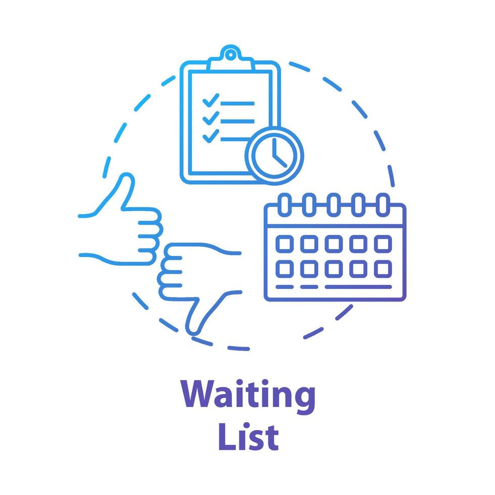 Waiting list concept icon. Planning. Time management. Tasks prioritization. Strategy development. Deadlines idea thin line illustration. Vector isolated outline drawing