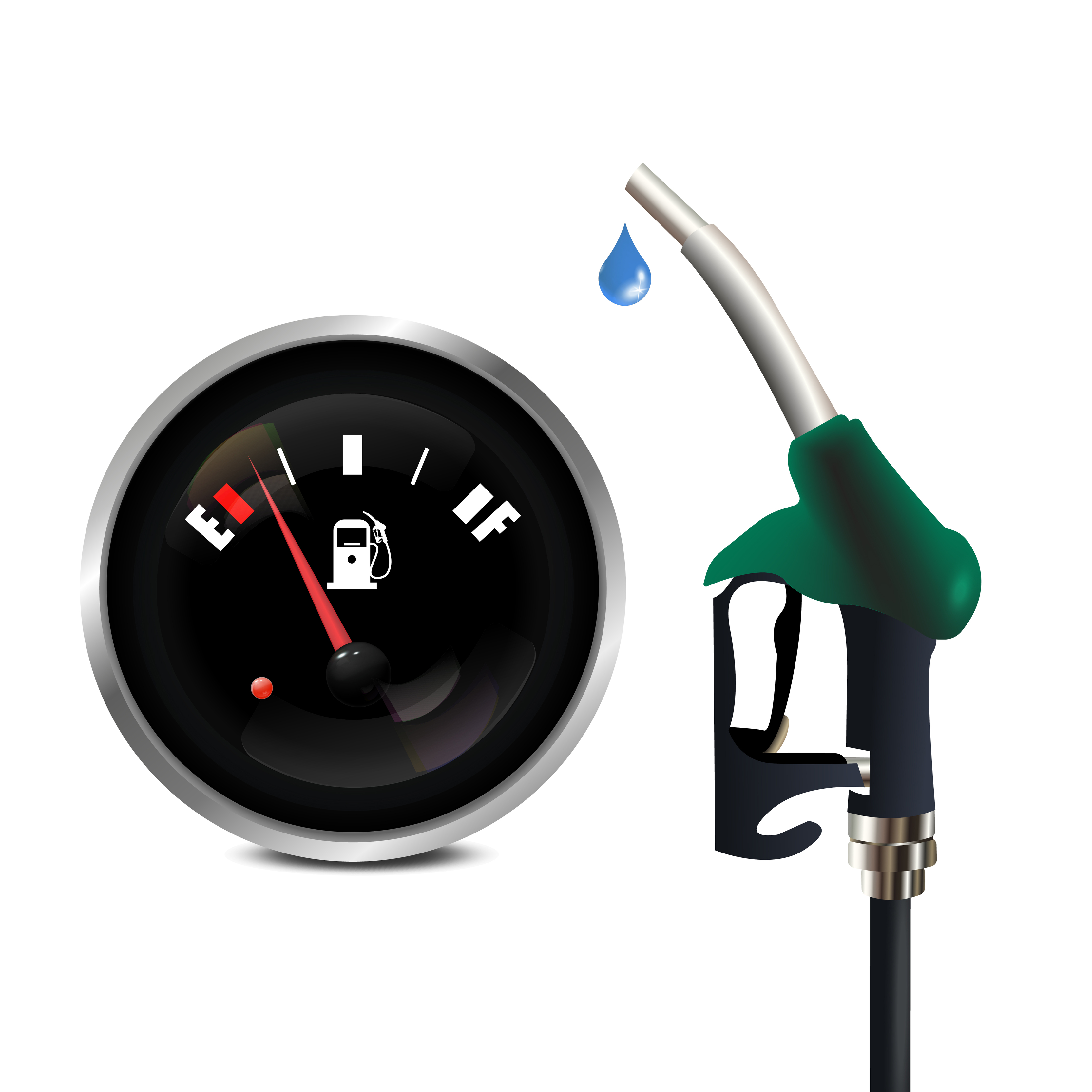 3D vector refueling a car with oil, gasoline, diesel. Fuel gauge level