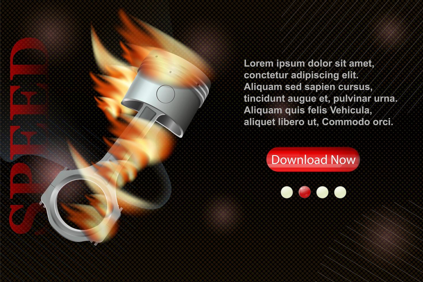Background with engine piston in orange flame for your design. Registration of an online store of auto parts vector