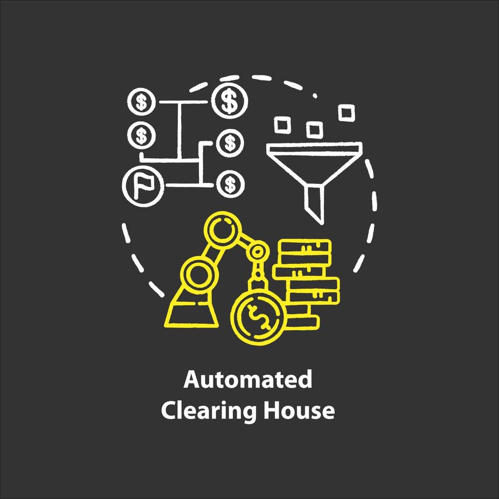 Automated Clearing House chalk concept icon. ACH credit transfer idea. Electronic payment system. Financial transaction. Banking. Vector isolated chalkboard illustration