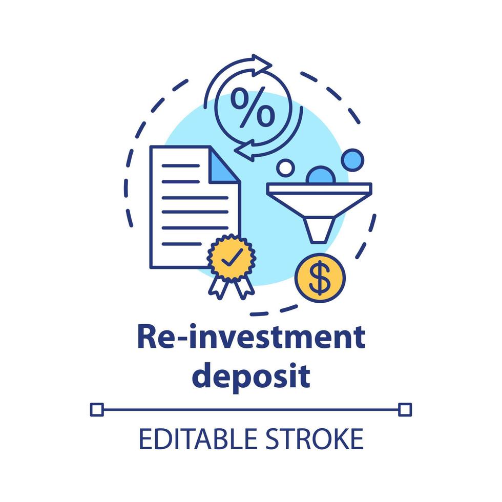 Savings concept icon. Reinvestment deposit idea thin line illustration. Creating investment account. Full profit, interest percentage withdrawal. Vector isolated outline drawing. Editable stroke