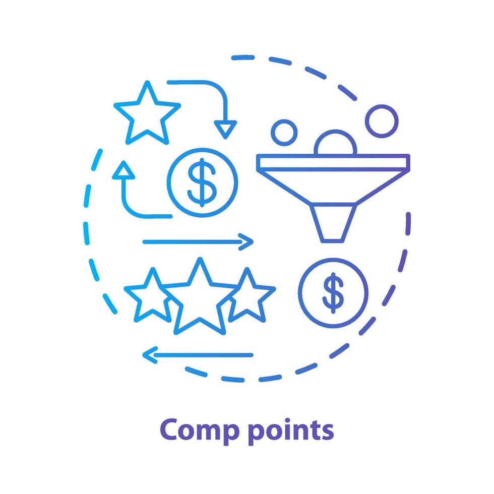 Casino comp points concept icon. Redeem points and bonuses idea thin line illustration. Cashback and reward offer. Loyalty reward program. Vector isolated outline drawing