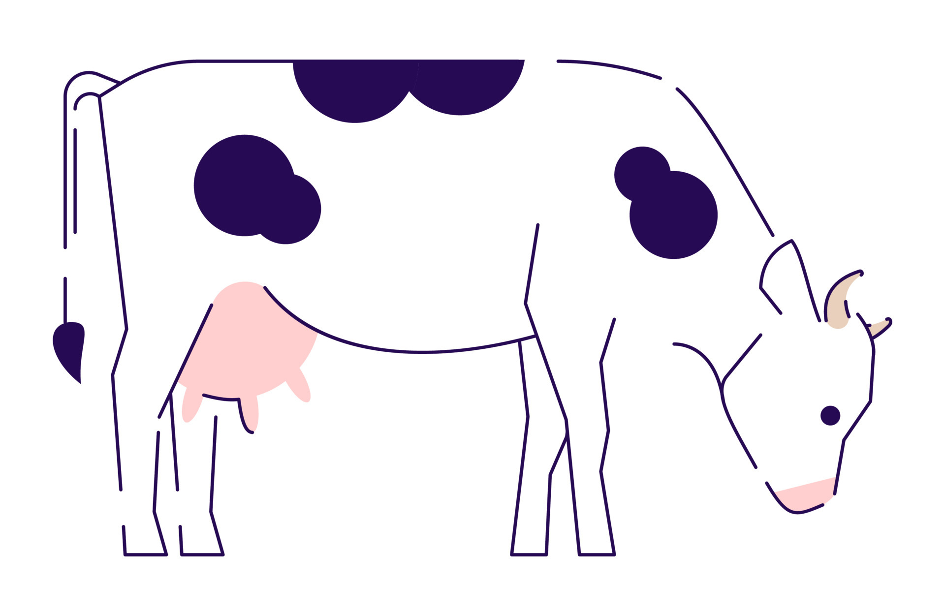 Cow side view flat vector illustration. Livestock, cattle farming, domestic  animal husbandry design element. Beef meat production, dairy farm. Cartoon  spotted cow grazing isolated on white background 4985879 Vector Art at  Vecteezy