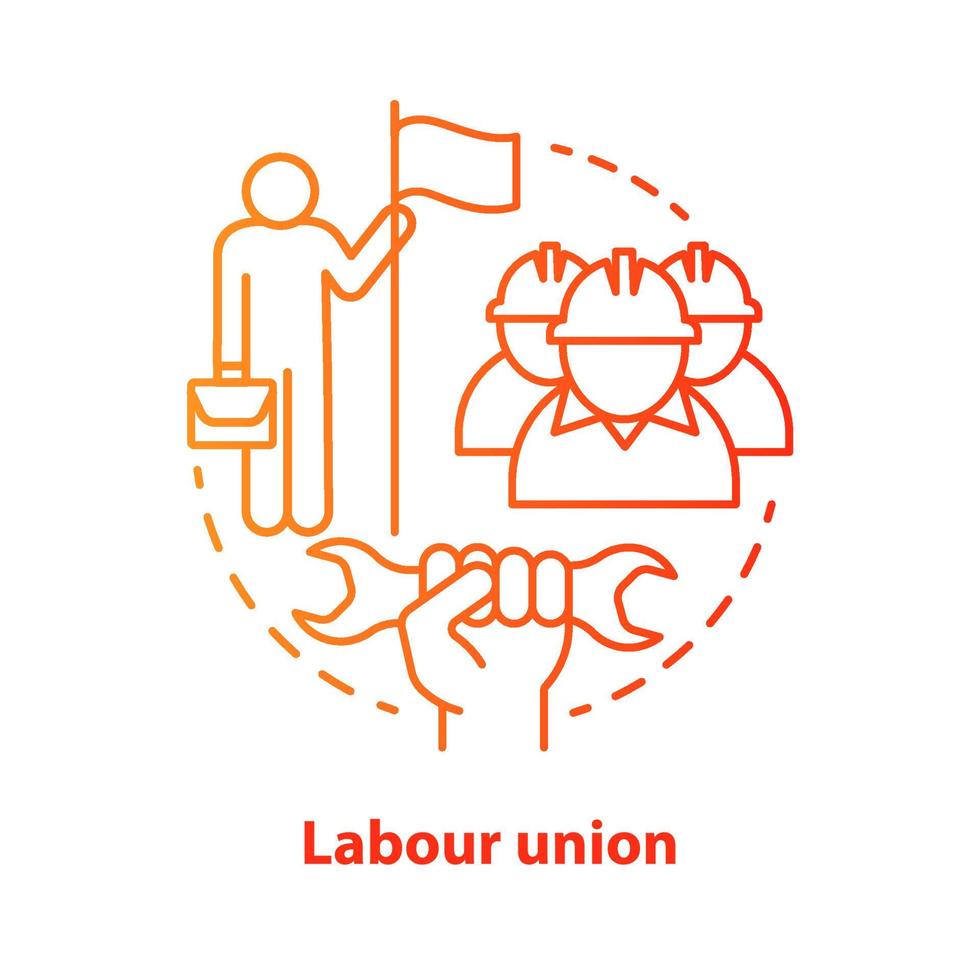 Labour union red concept icon. Employee right protection idea thin line illustration. Trade union. Workers association. Staff interests representative. Vector isolated outline drawing. Editable stroke