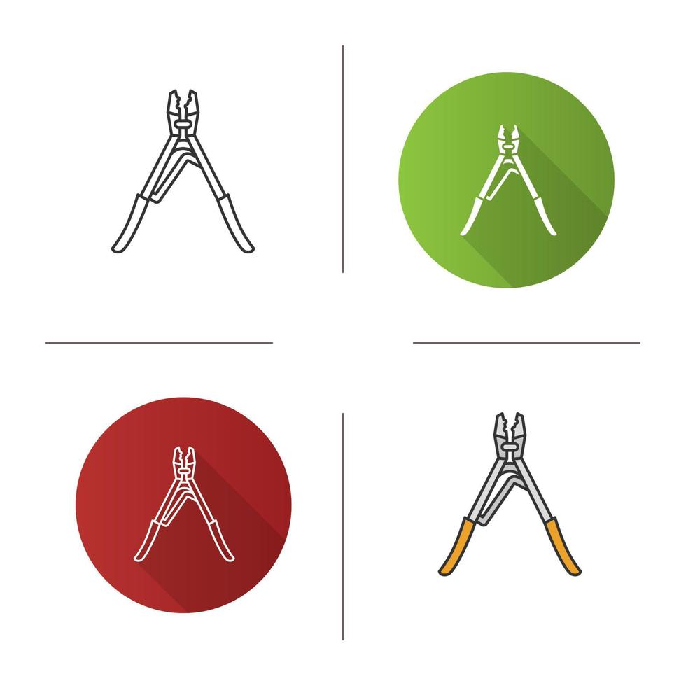 Crimping tool icon. Flat design, linear and color styles. Isolated vector illustrations