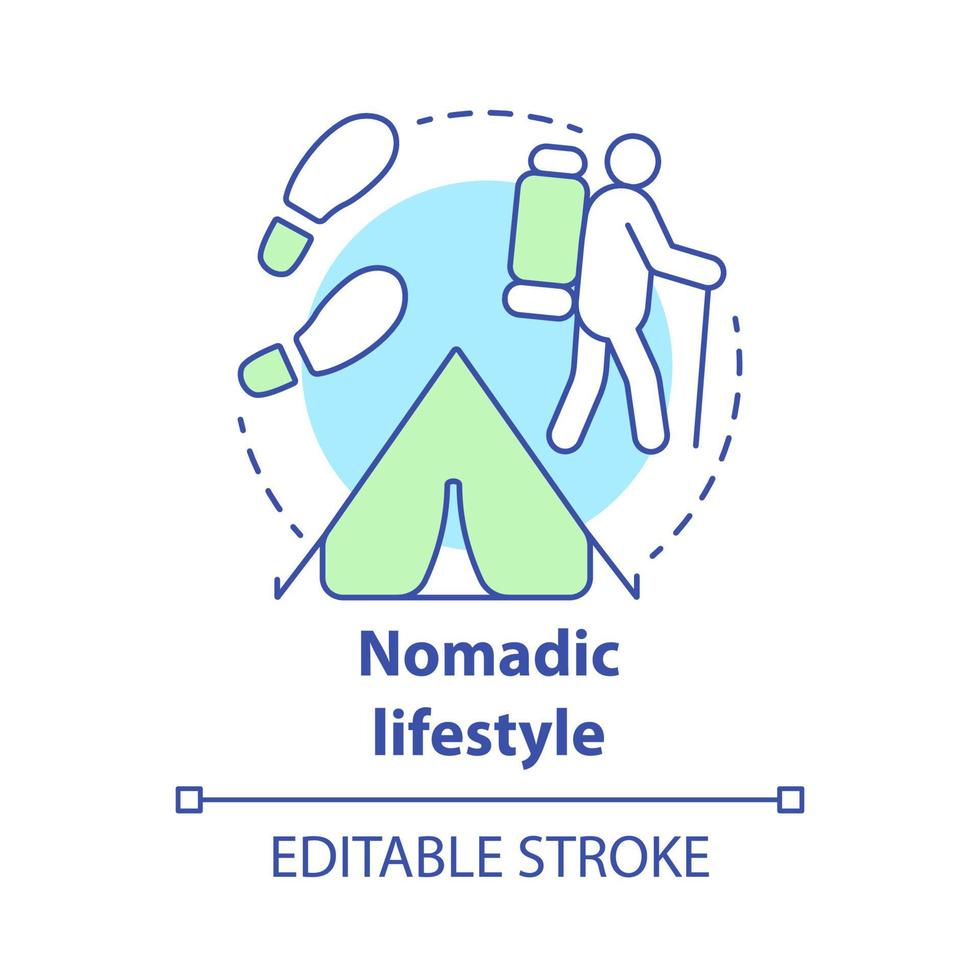 icono del concepto de estilo de vida nómada. moviéndose de un lugar a otro idea ilustración icono del concepto de estilo de vida nómada. moviéndose de un lugar a otro idea ilustración