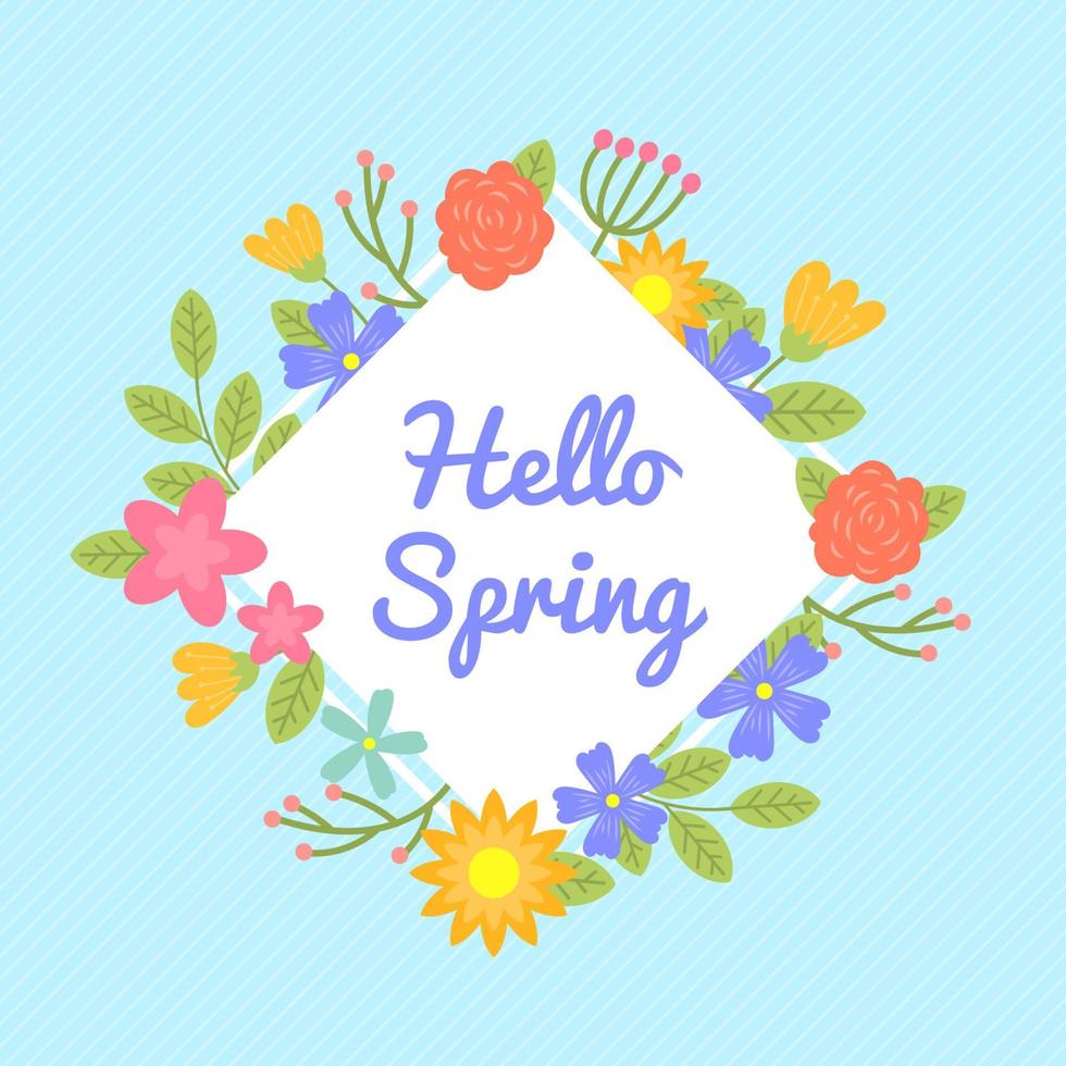Hello Spring Flower Element Concept vector
