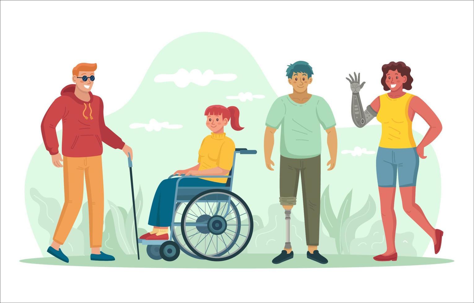 Group of Peoples with Disabilities vector