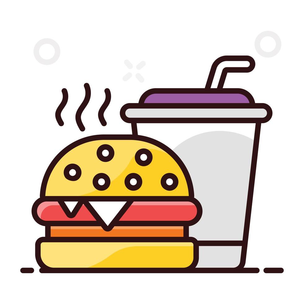 fast food burger with drink vector