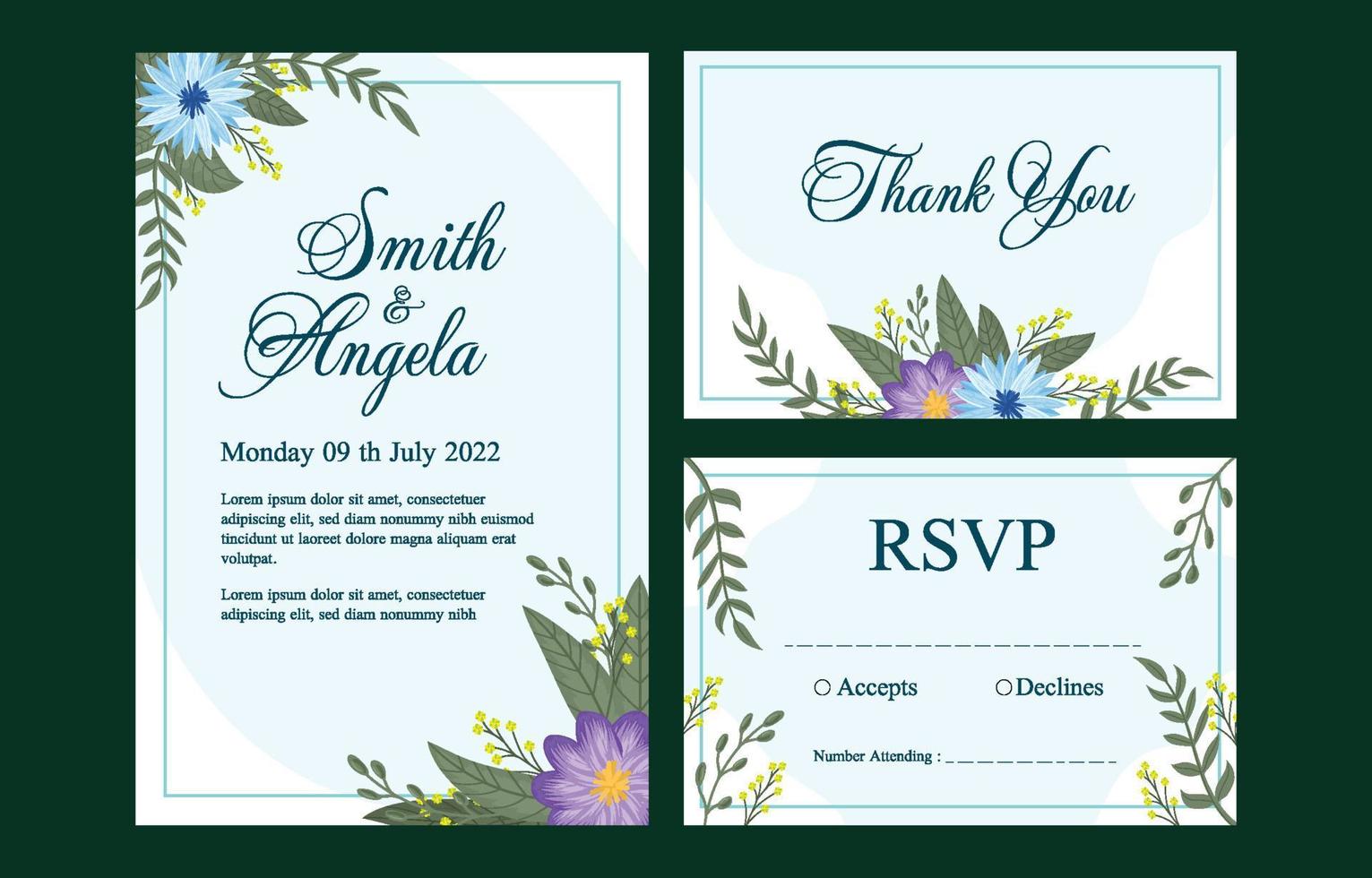 Vector Floral Wedding Invitation