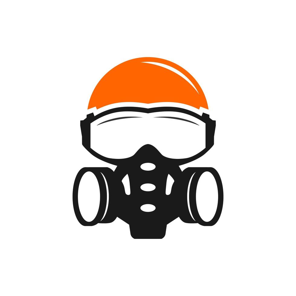 máscara de protección facial con logo o casco con protección facial vector