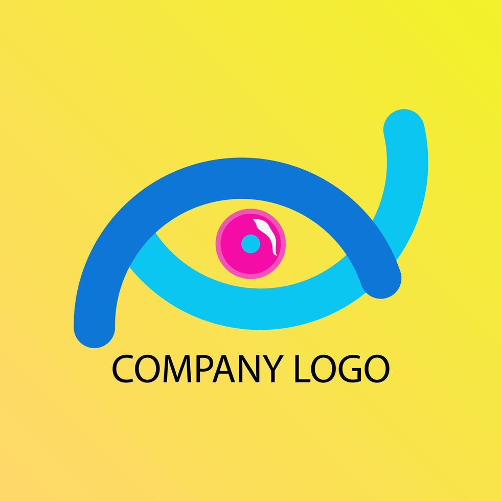 simple eye logo with blue and light blue colors. and with pink pupils vector