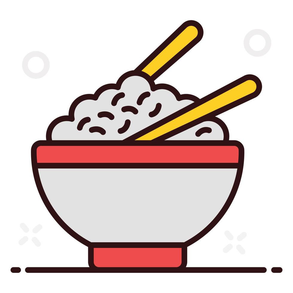 Rice bowl with spoons vector