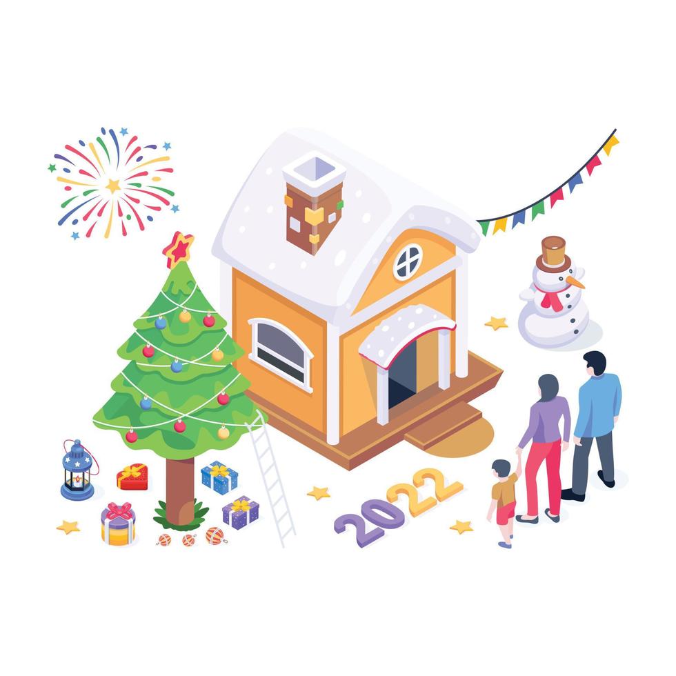 People decorating house vector