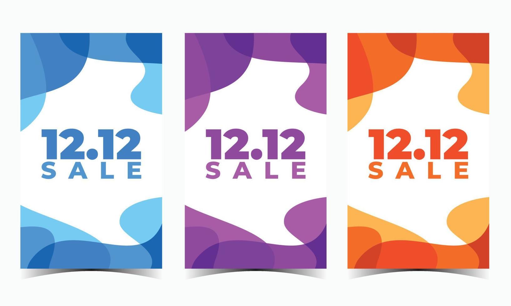 12 12 venta abstracta. conjunto de 3 estilo plano de vector de fondo simple. adecuado para pancarta, portada o póster