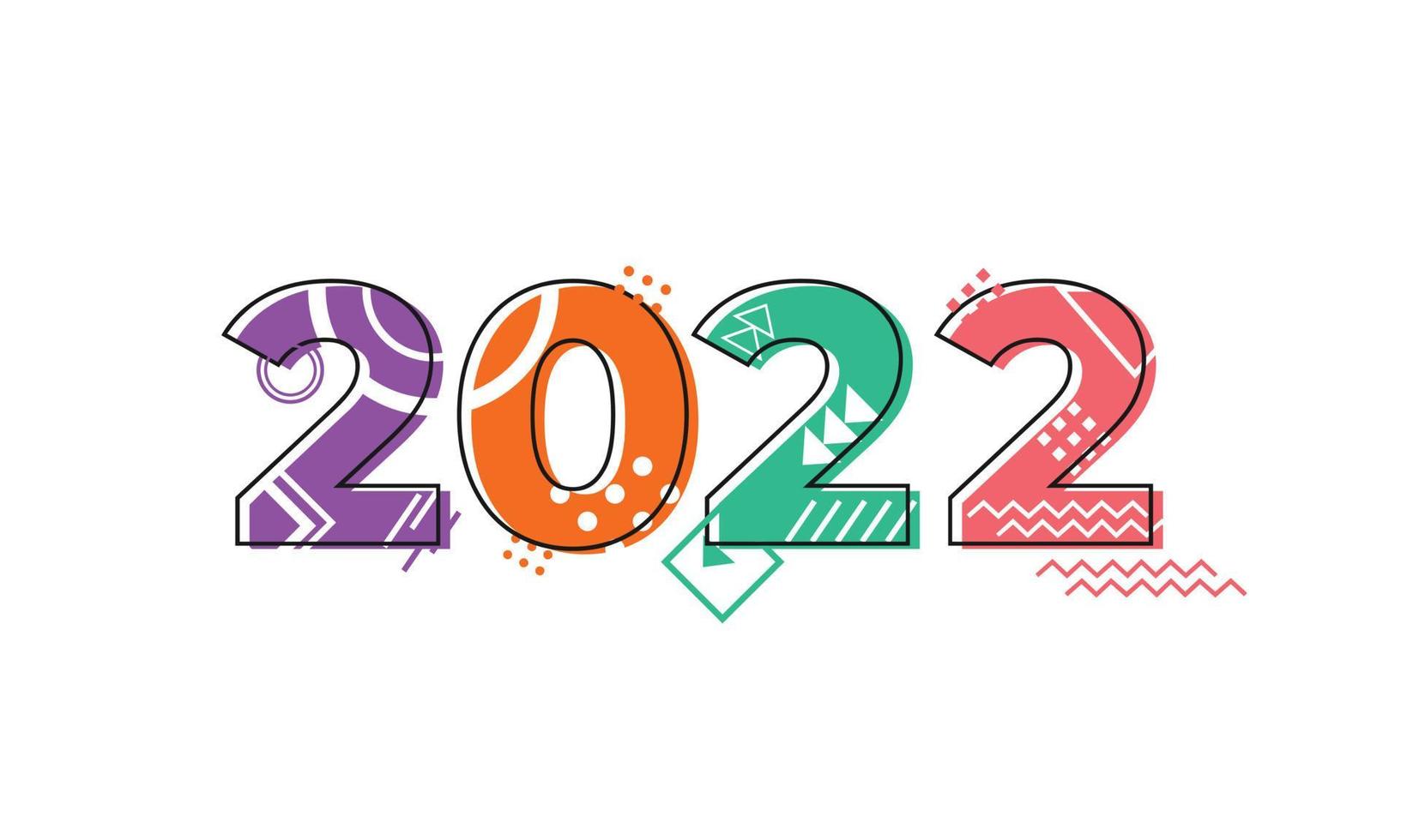 feliz año nuevo 2022 forma geométrica. estilo plano de ilustración de vector de fondo simple