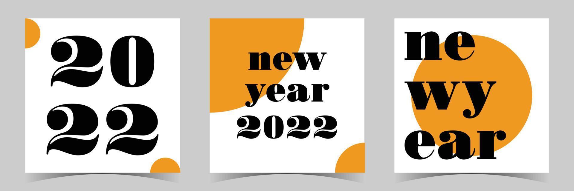 Fondo cuadrado de año nuevo minimalista clásico premium 2022. conjunto de 3 estilo plano vectorial simple. adecuado para pancarta, portada o póster vector