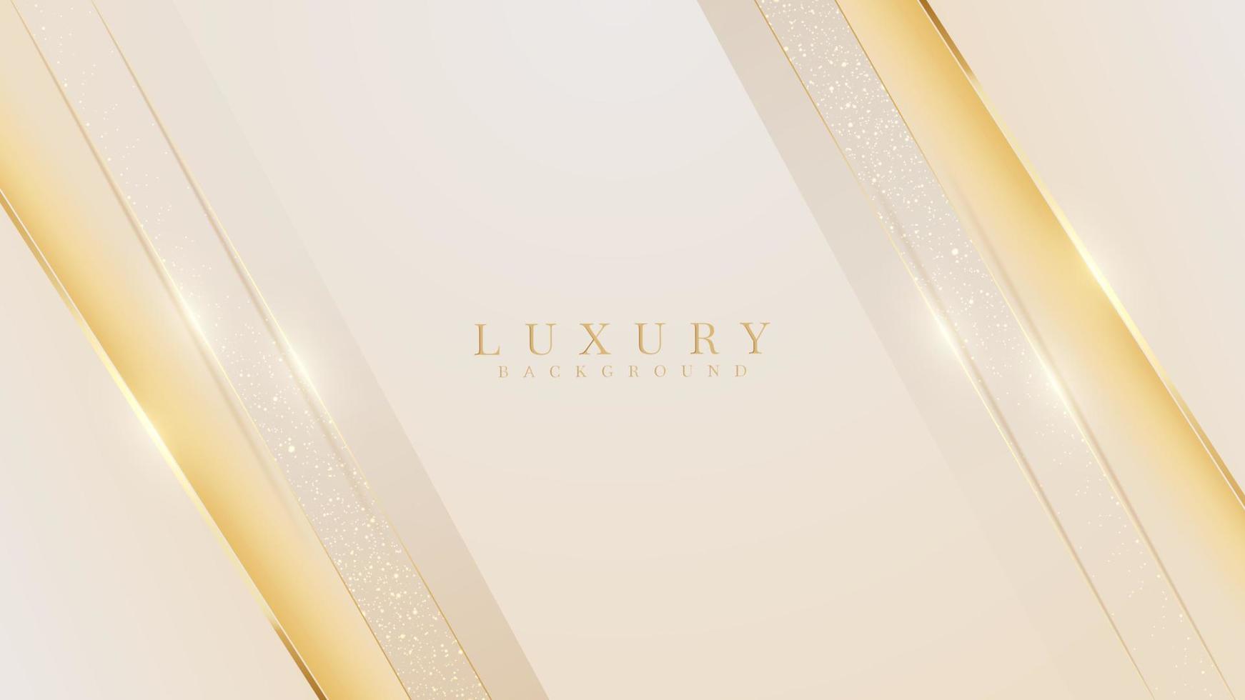 Golden lines luxury on cream color background with glitter light effects elements. vector