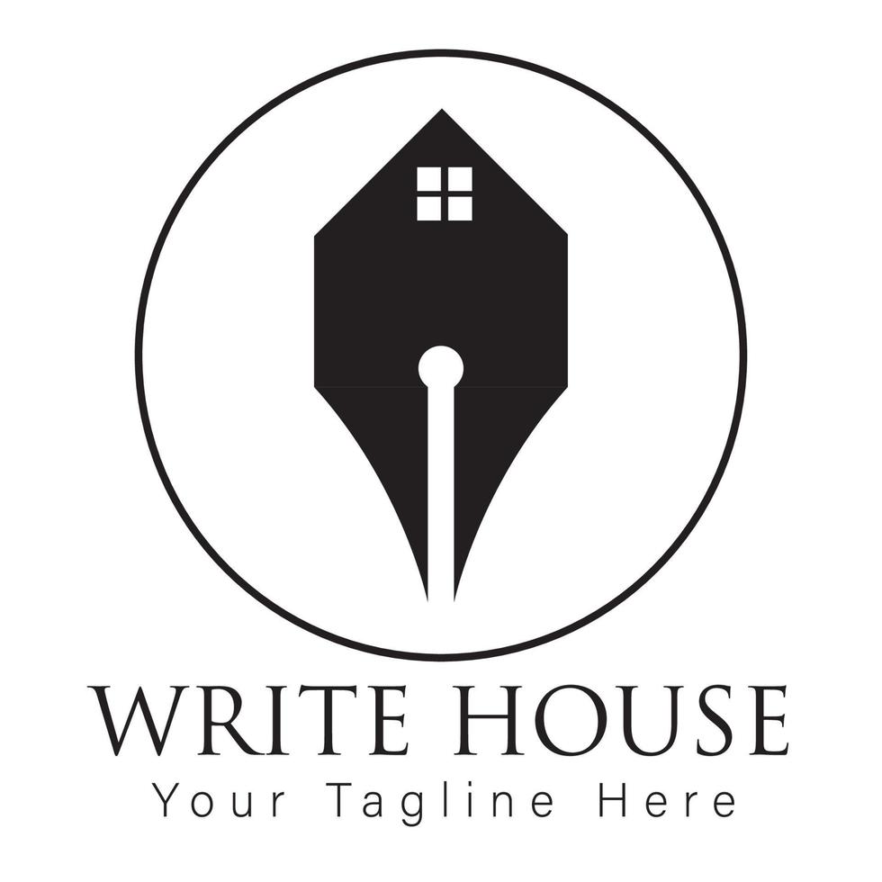 write house creative logo, Logo design template write home vector