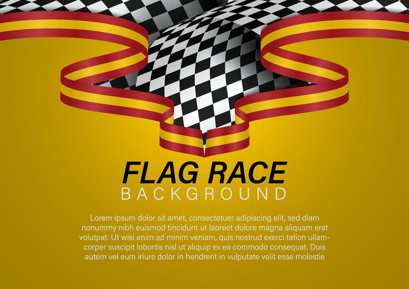 racing flag with Spain flag color ribbon, Vector Illustration