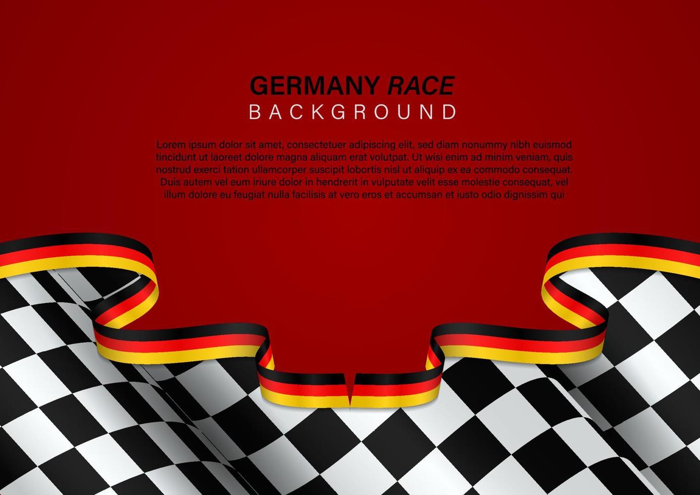 racing flag with Germany flag color ribbon, Vector Illustration