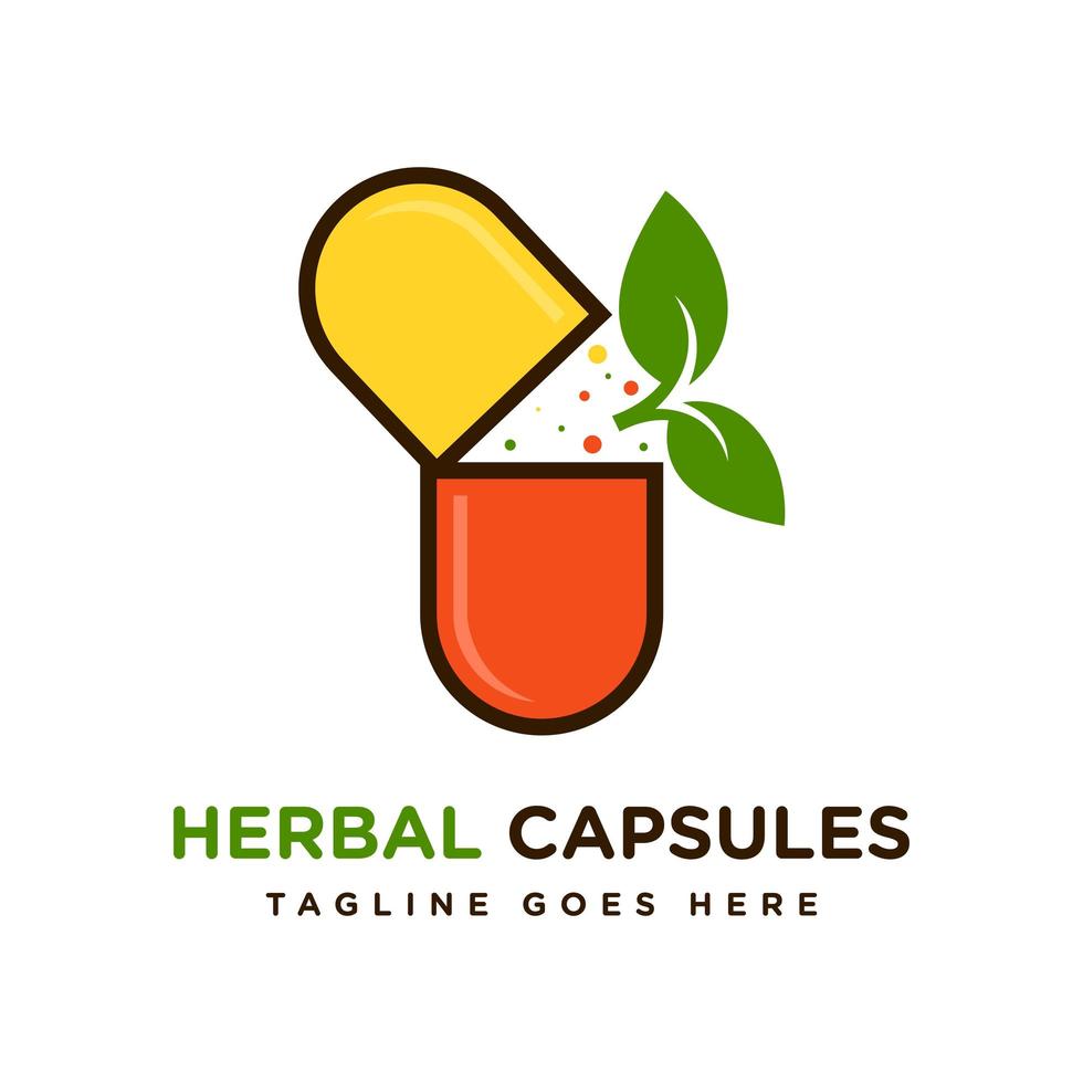 herbal capsule drug design logo vector