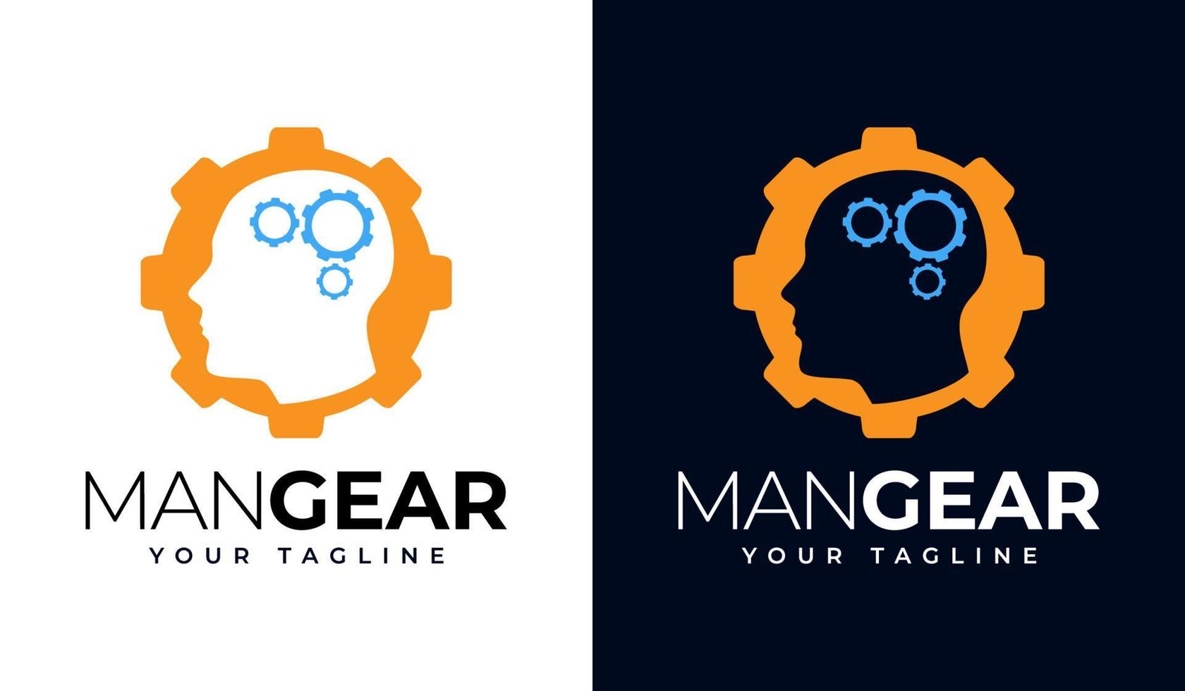 man gear logo design vector