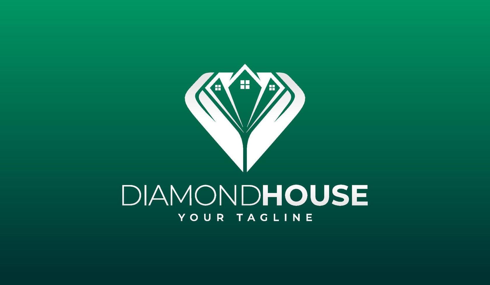 diamond house logo design vector