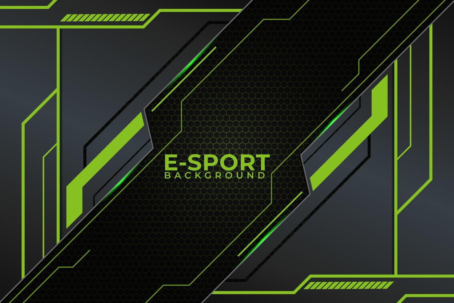 Vector Illustration Modern E-Sport Gaming Background with Green Color combination and Hexagon Pattern
