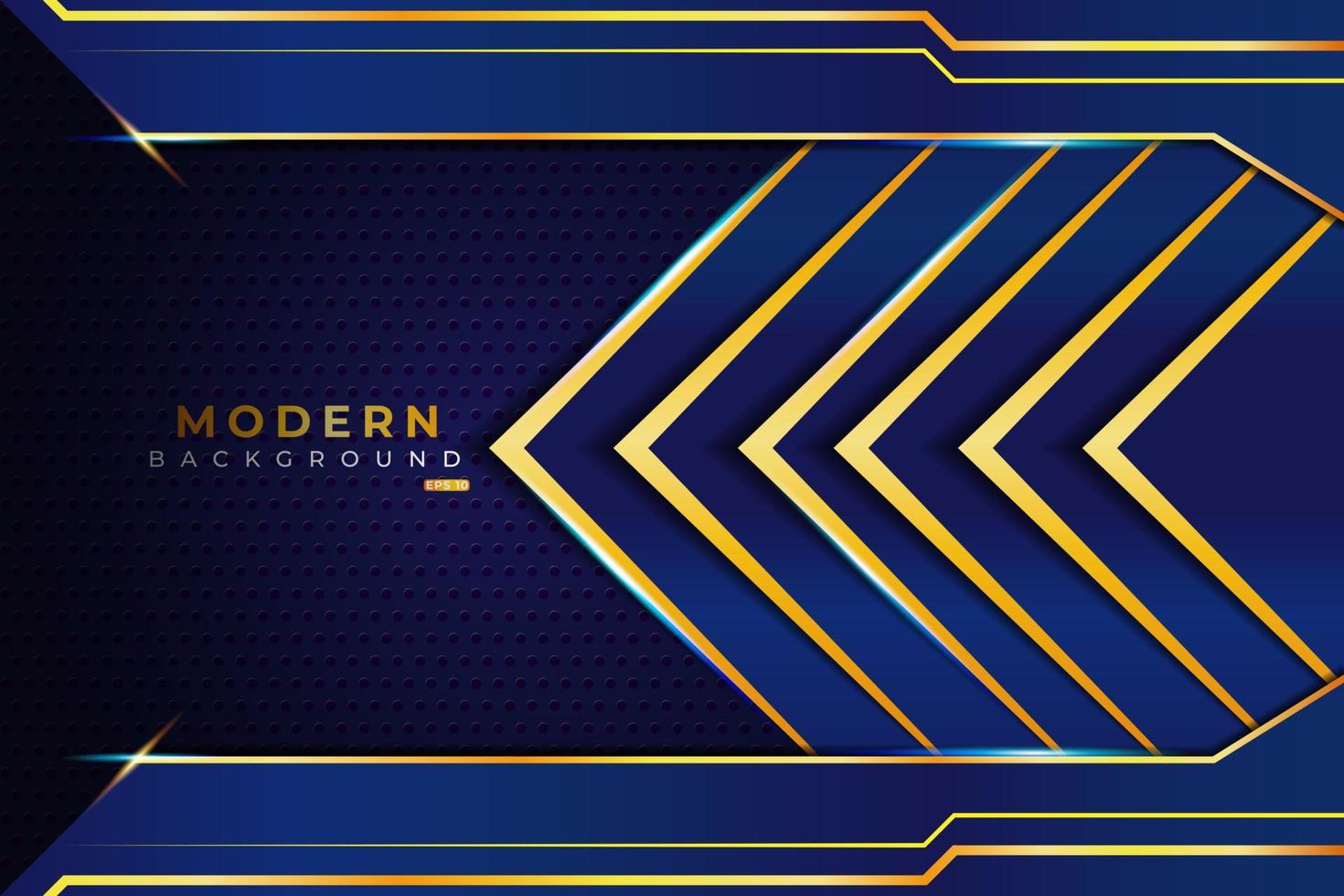 Abstract Modern with Shiny  Geometric Blue and Gold Gradient Background vector