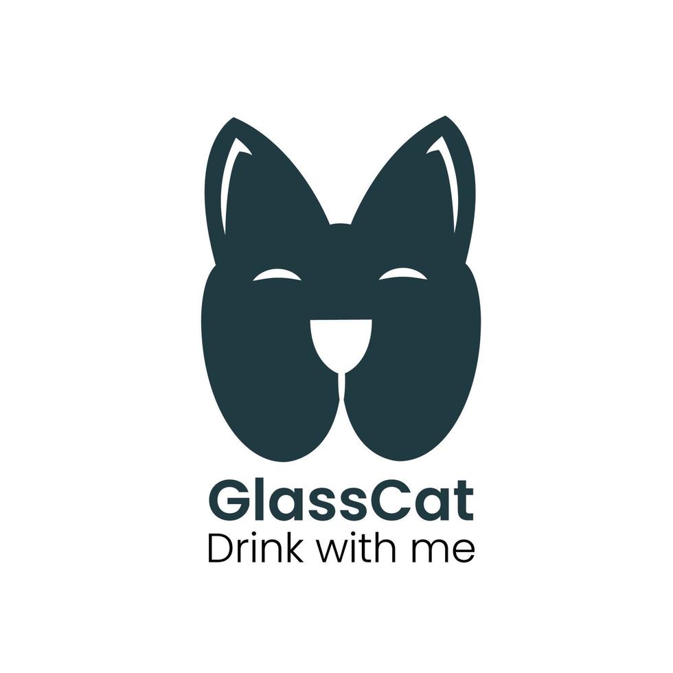 Glass and Cat Logo Premium vector