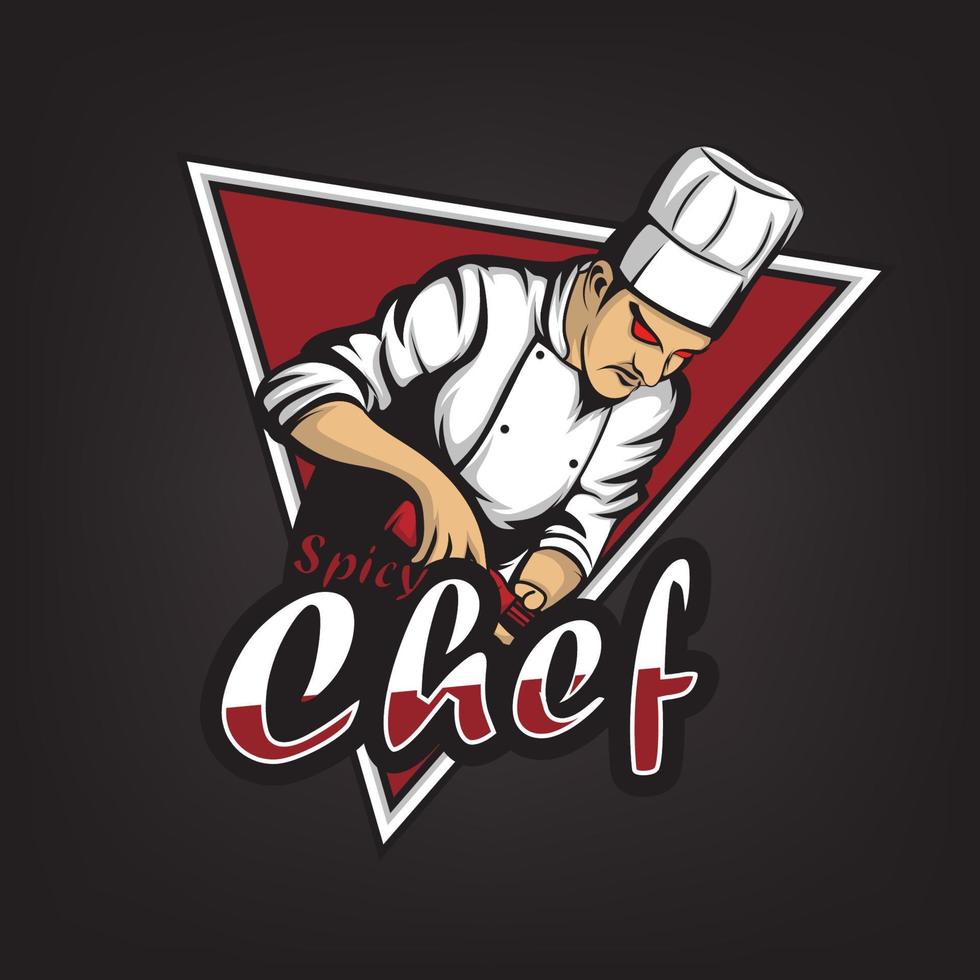 logo de vector de restaurante. Ilustración de vector de logo de cocina con tipografía moderna. chef picante