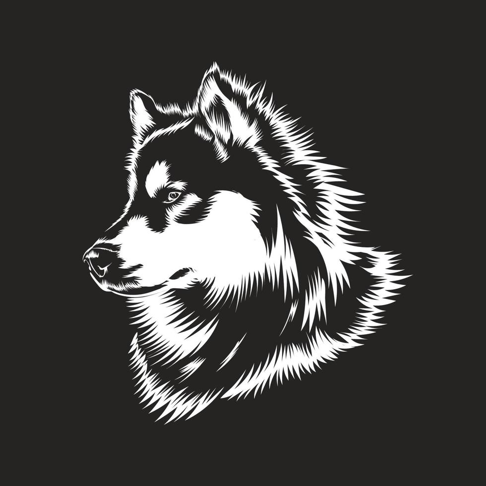 arte de línea de vector de husky siberiano. ilustración vectorial