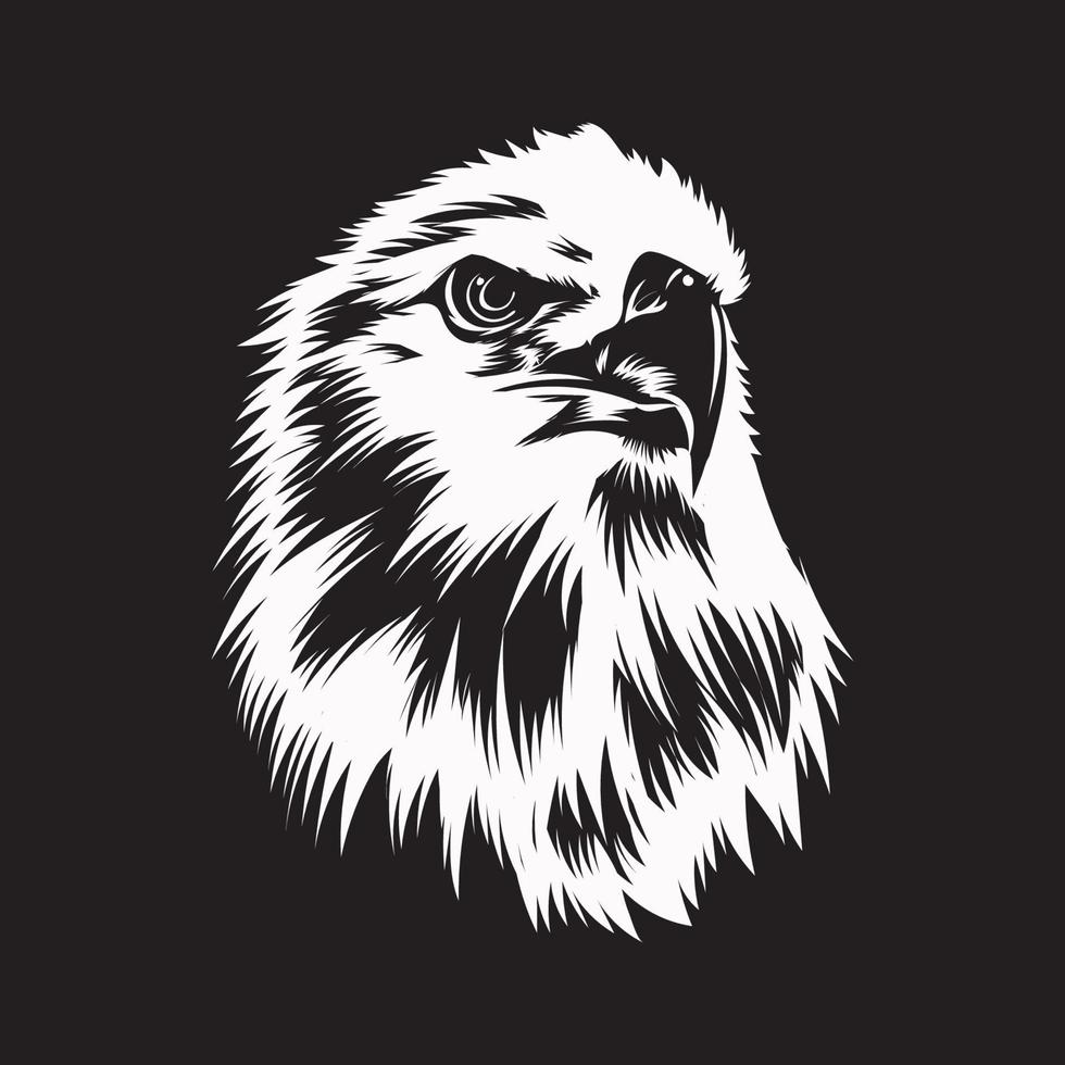 Black and white paint draw eagle bird. Vector illustration