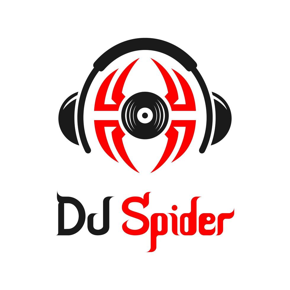 DJ spider music logo design vector