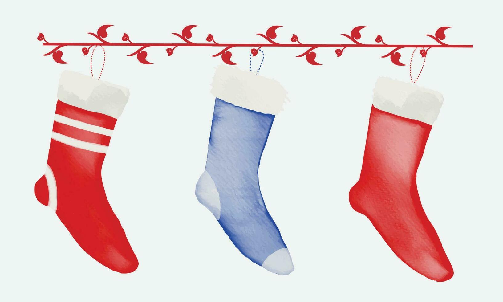 calcetines de invierno o navidad diseño de elementos vectoriales vector