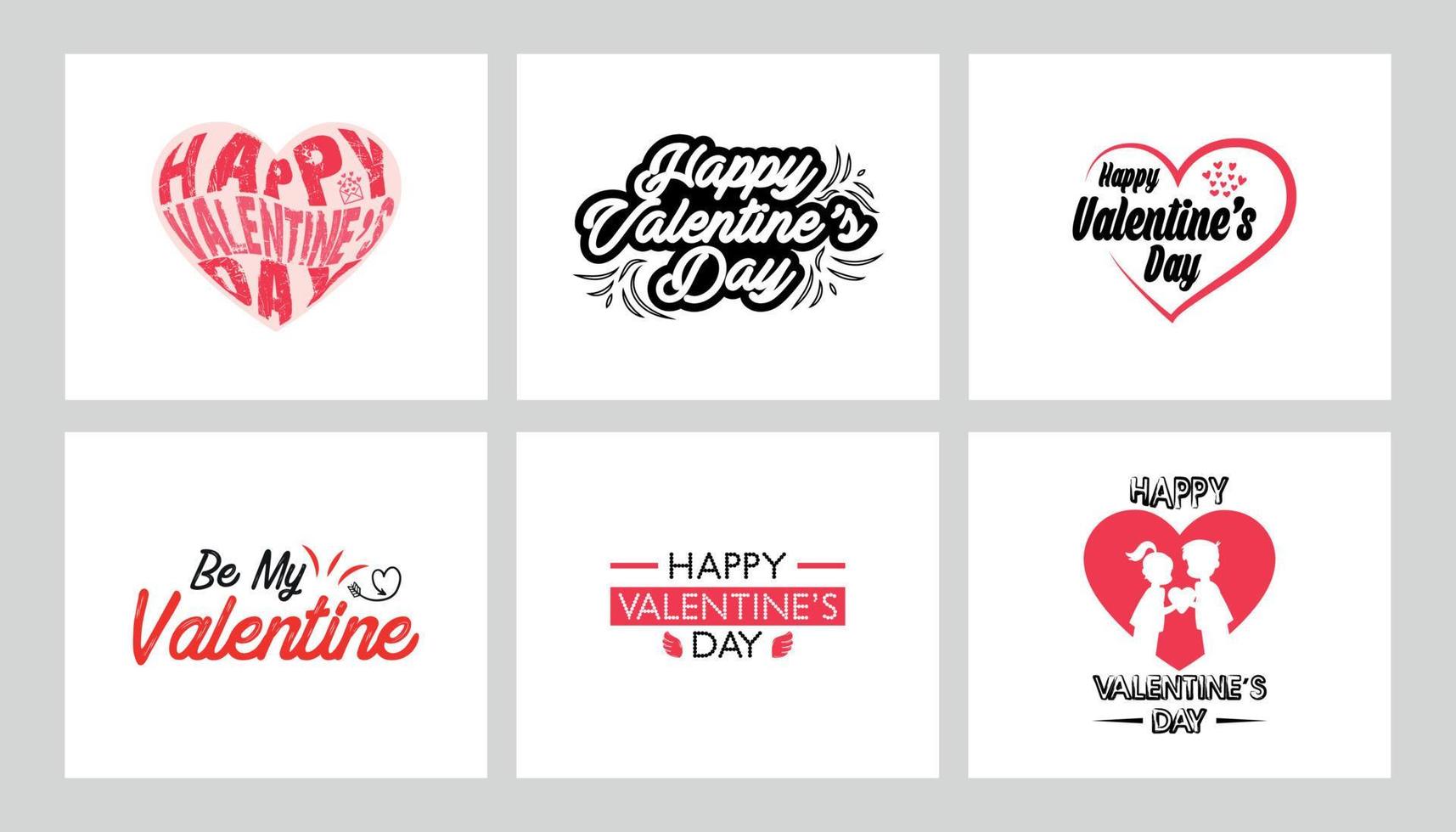 Happy valentine's day background with heart pattern and typography typographic lettering of text. Romantic love wallpaper banner. Quote, phrase and greeting. Vector illustration.