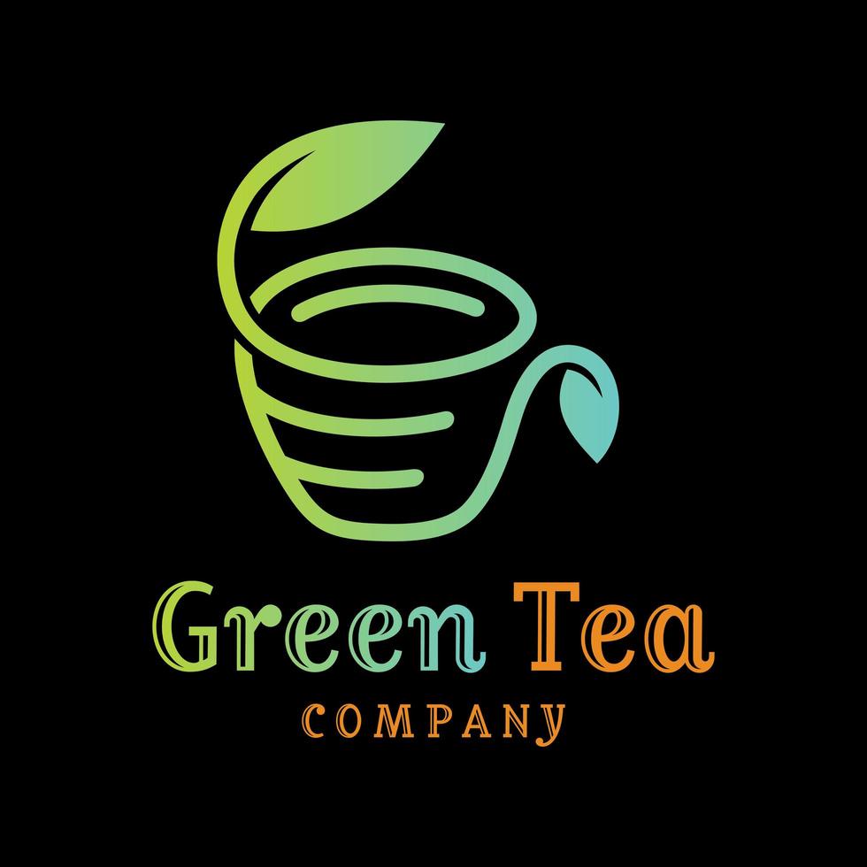 diseño de logotipo de taza de hoja de té verde vector