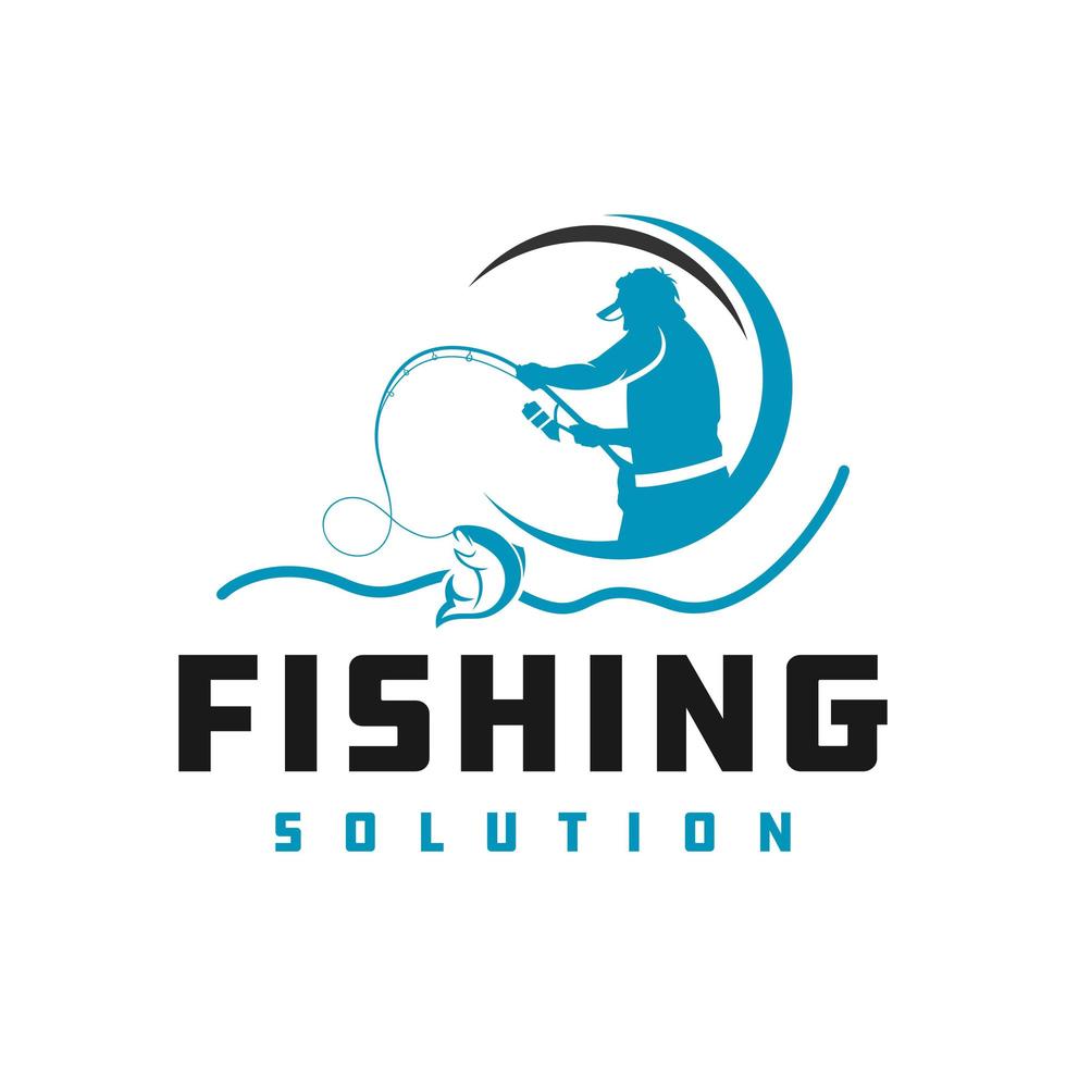 Fish fishing logo design vector