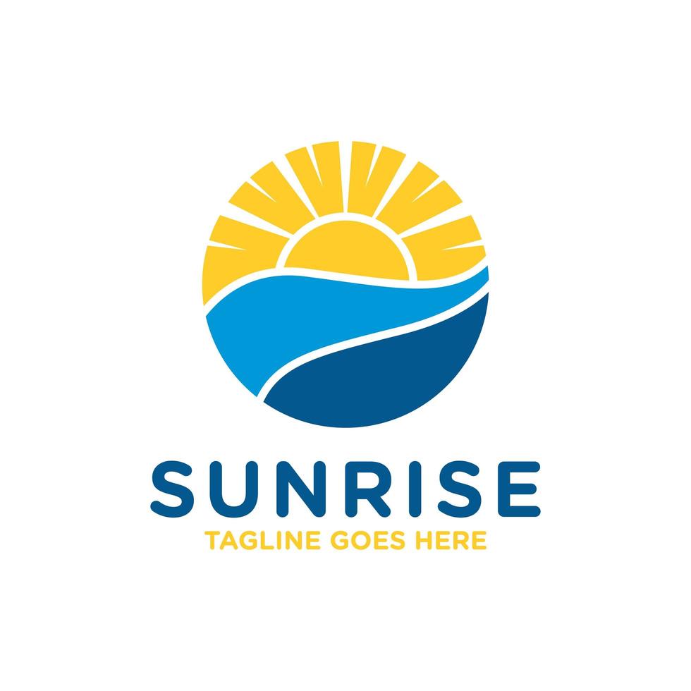 Sunrise at sea view logo vector