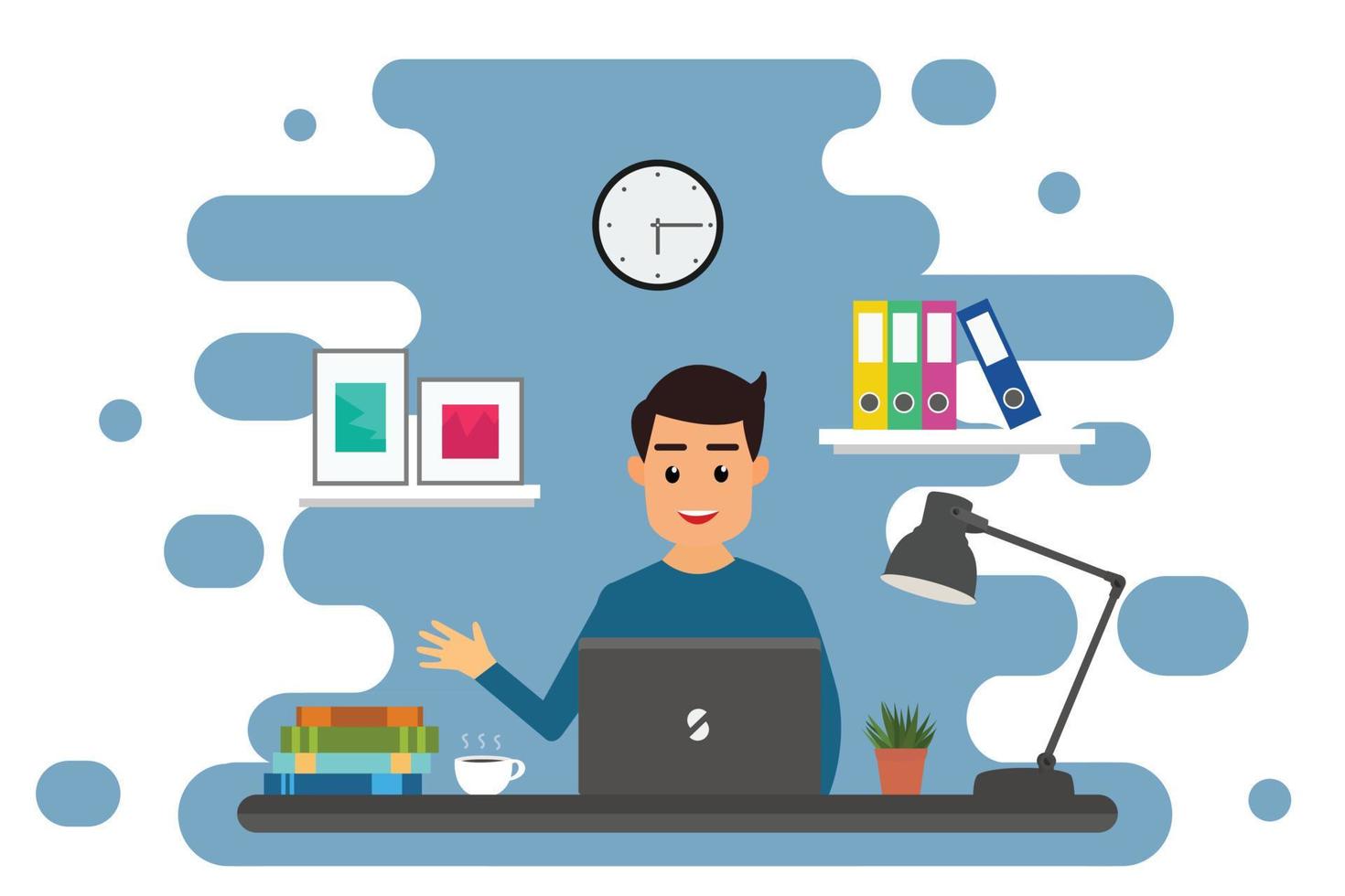 student learning online at home,e-learning. vector