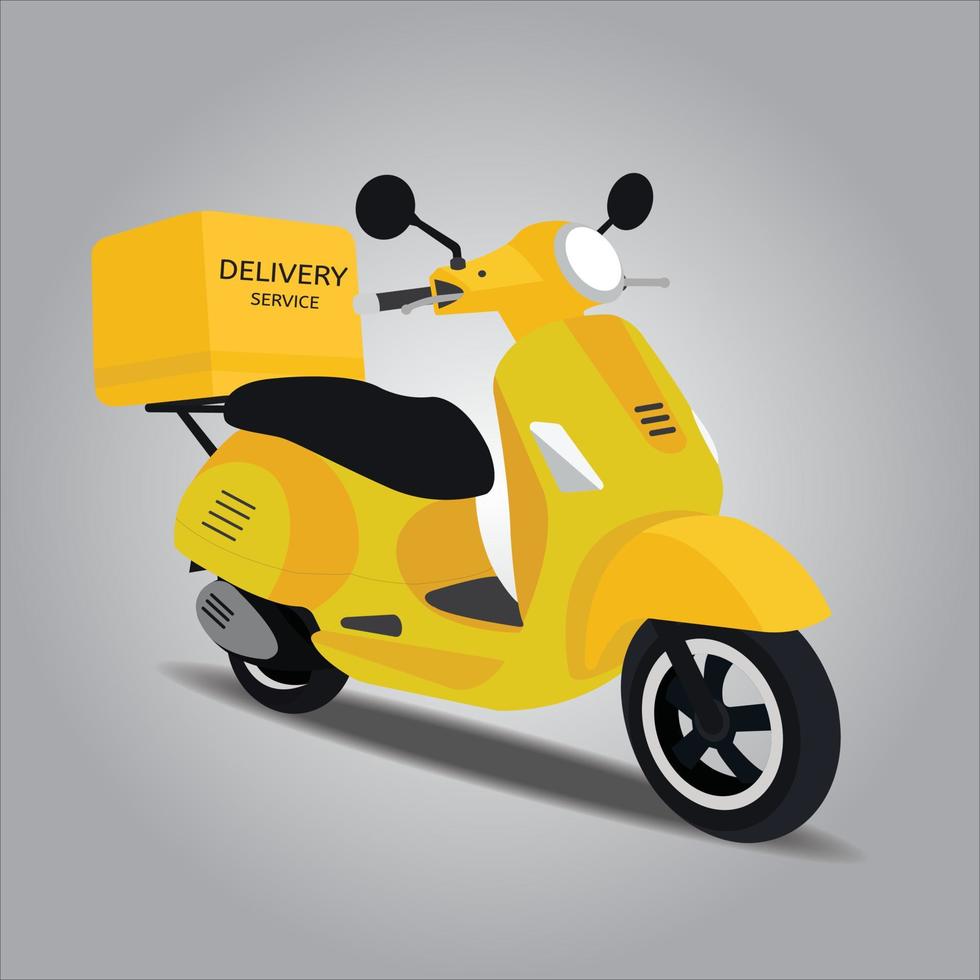 servicio de entrega en scooter amarillo. concepto de servicio de entrega en línea. ilustración vectorial. vector