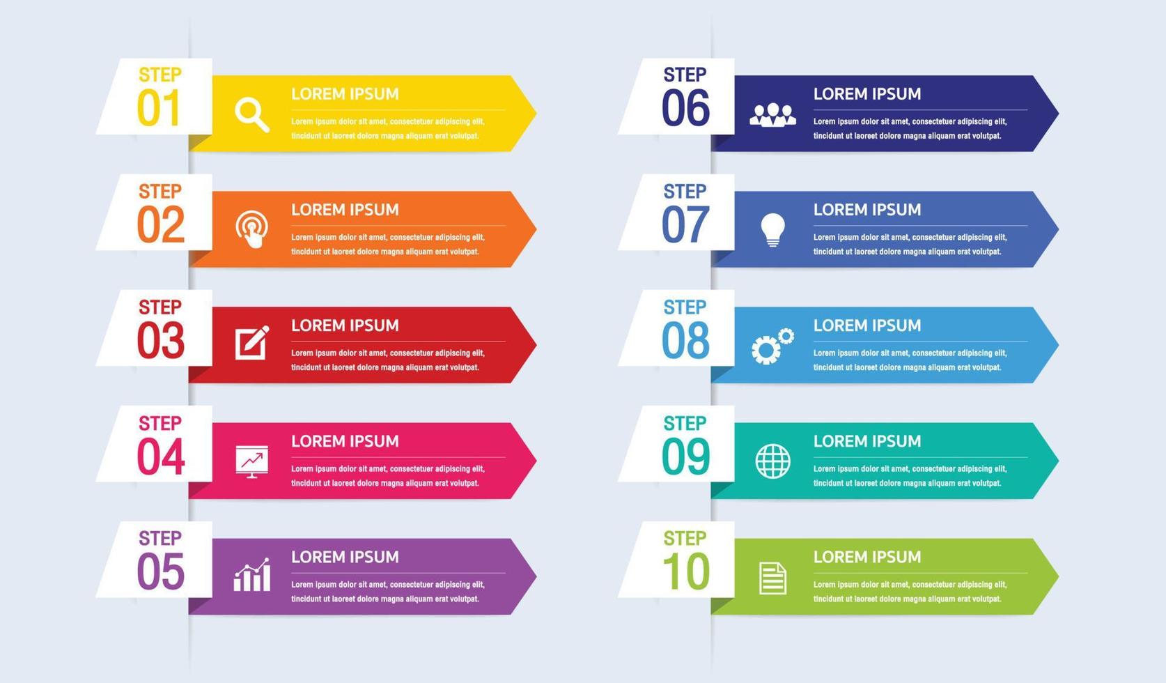 ten timeline infographic template.Presentation business infographic template with 10 options vector