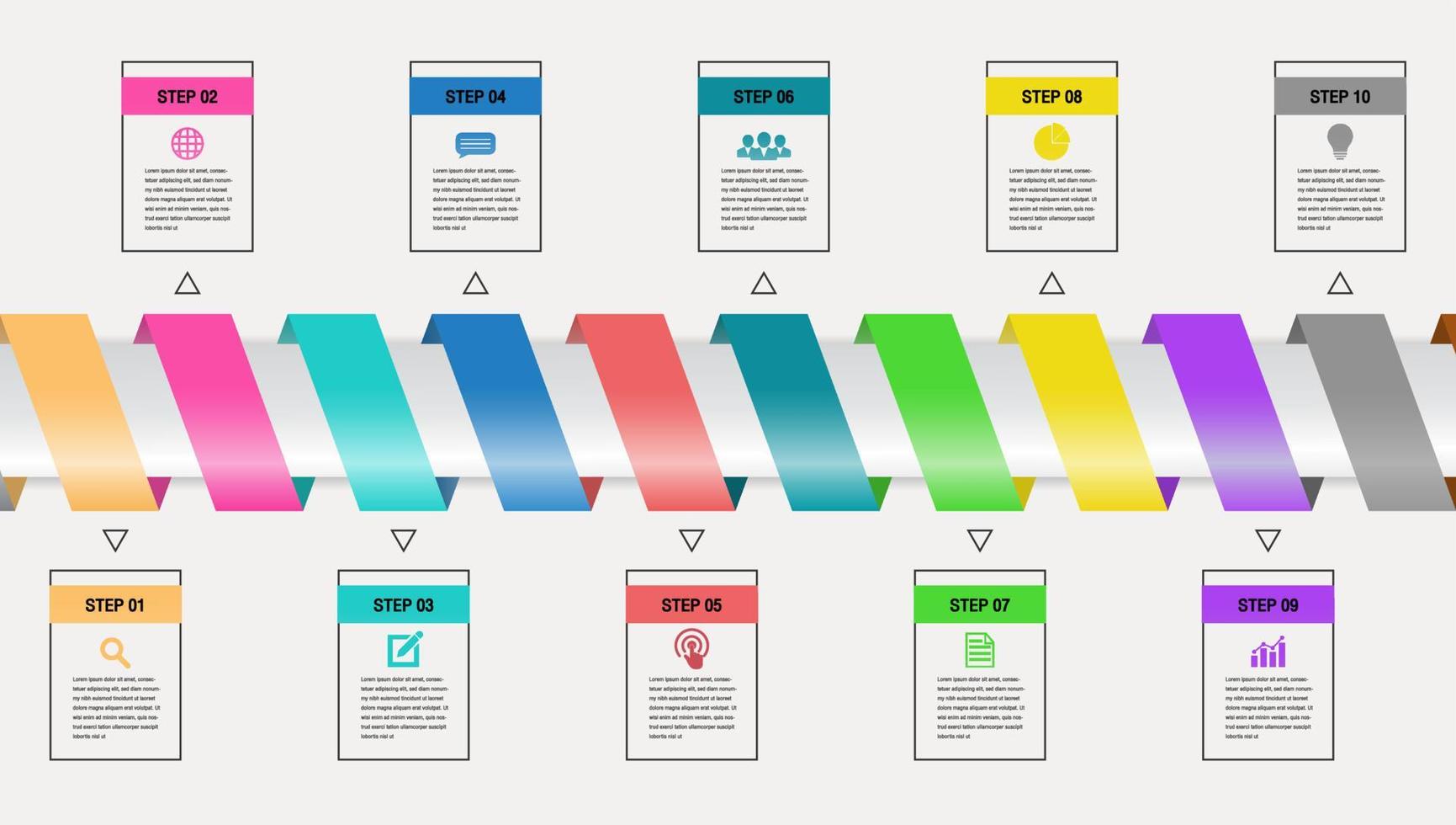 Gradient timeline infographic template.Presentation business infographic template with 10 options vector