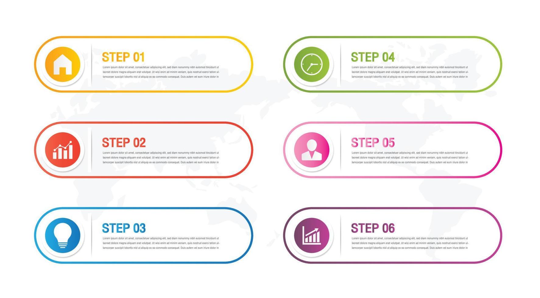 Abstract elements 6 steps options. Infographic business timeline process chart template. Vector modern banner,text box used for presentation and workflow layout diagram.