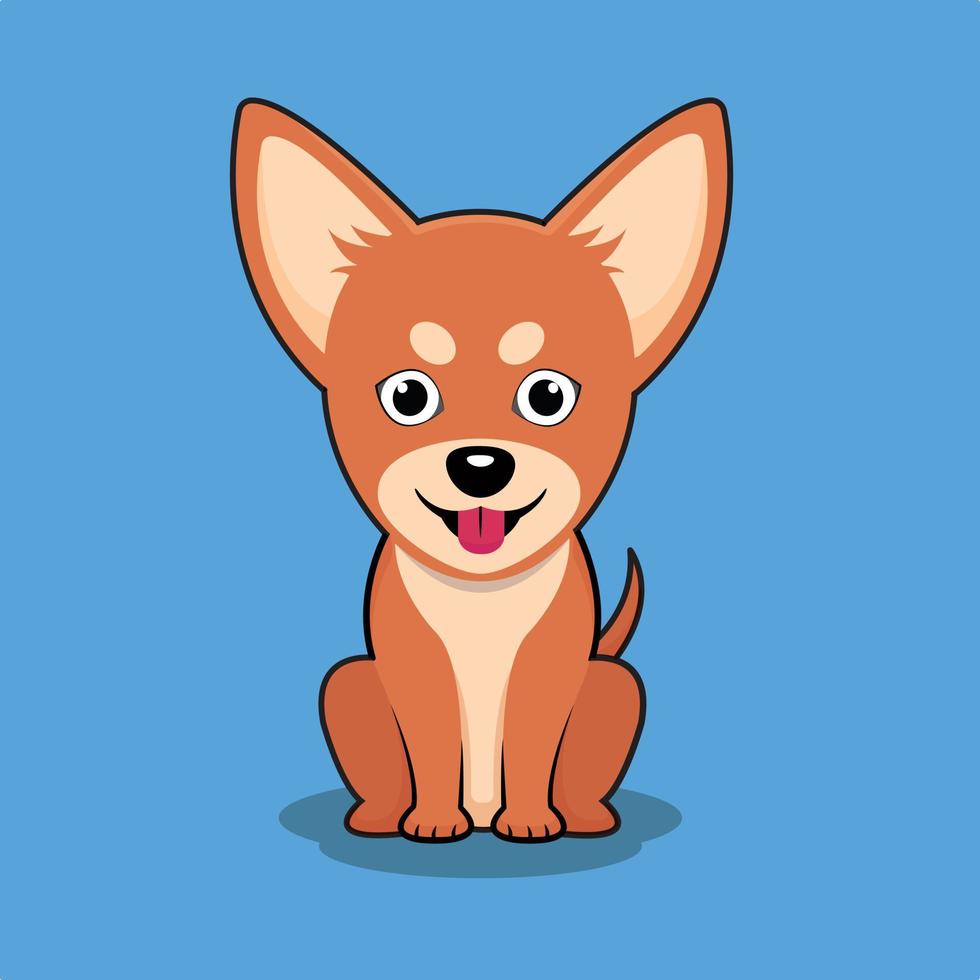 Cute chihuahua cartoon vector,Happy cartoon puppy sitting,chihuahua puppy. vector