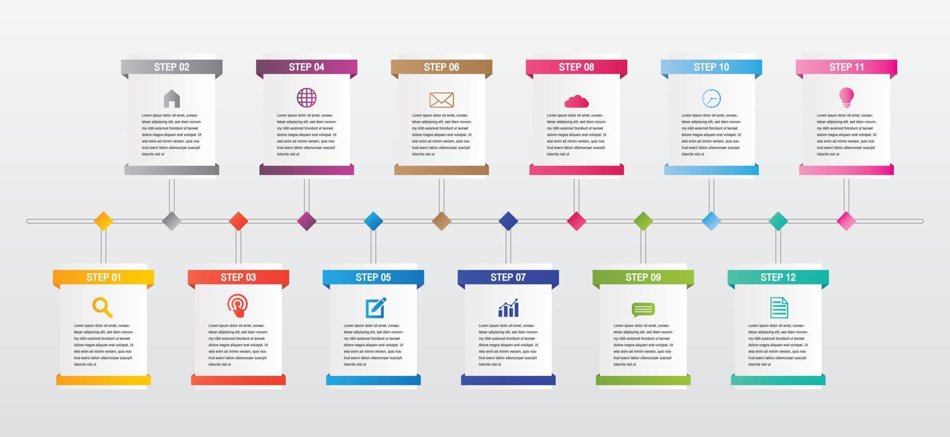 elementos abstractos opciones de 6 pasos. Plantilla de gráfico de proceso de línea de tiempo de negocio de infografía. vector banner moderno, cuadro de texto utilizado para la presentación y el diagrama de diseño de flujo de trabajo.