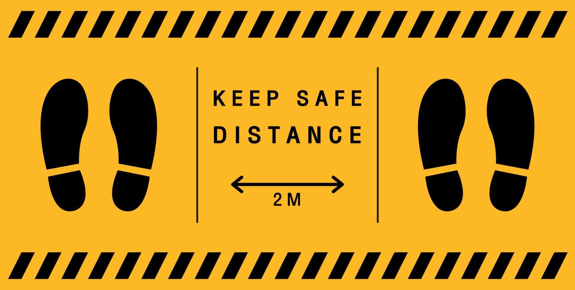 Social distancing. Footprint sign.Keep Social Distance 2 meter for prevention of spreading the infection in Covid-19. vector